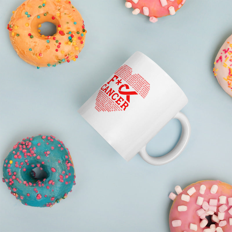 F*** Cancer Red Heart Mug