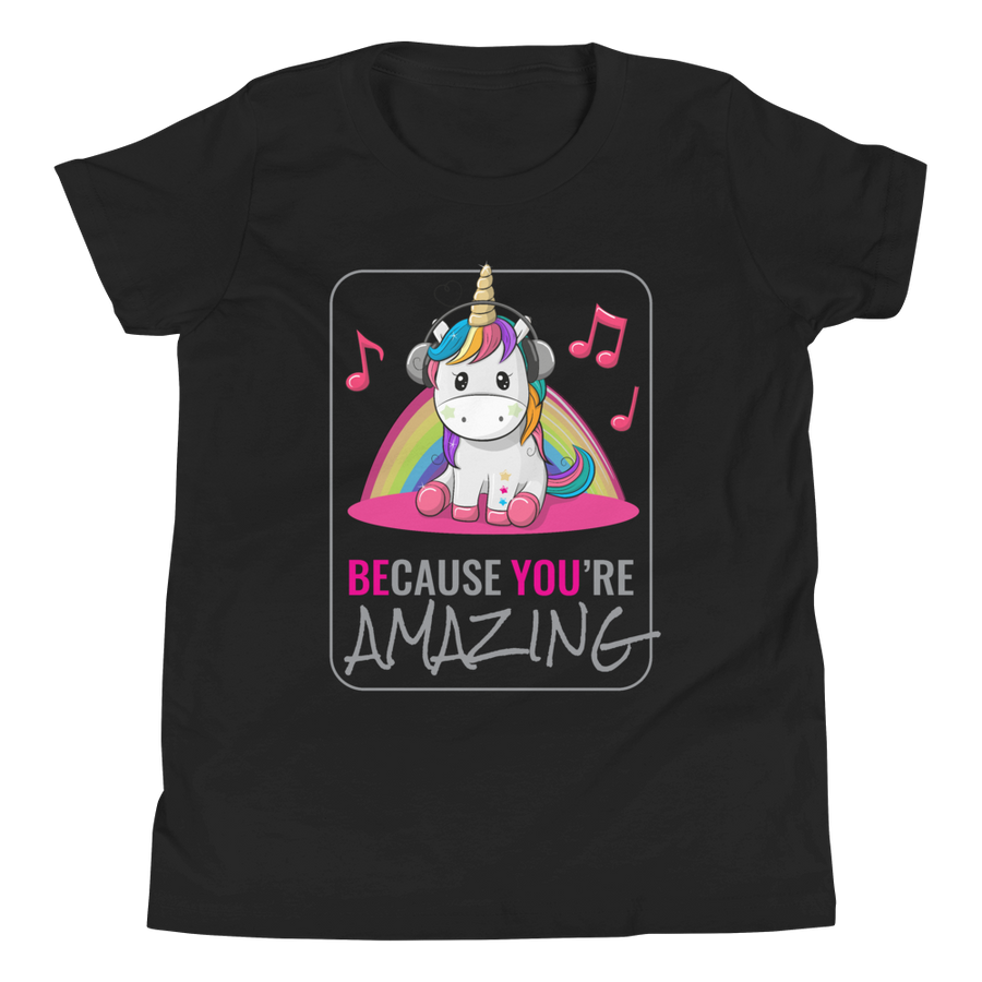 Because You're Amazing (Unicorn) Youth Short Sleeve T-Shirt